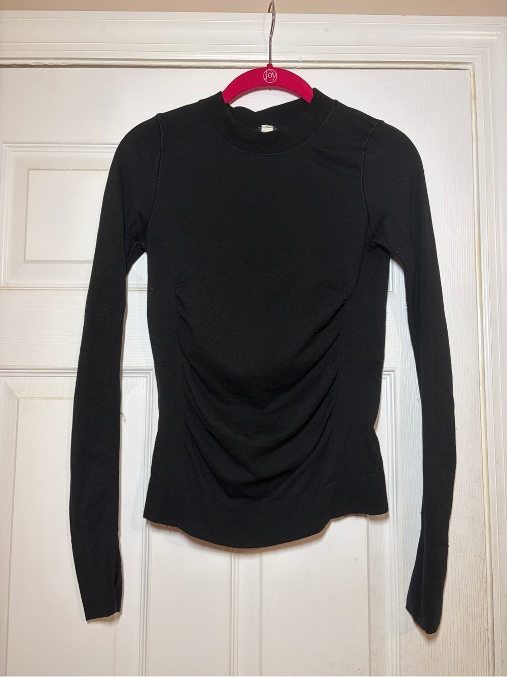 Athleta Black Long Sleeve Ruched Front Top